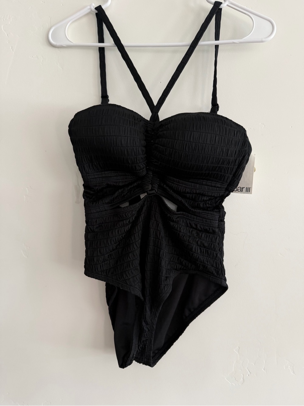 Bar III Black Textured One-Piece